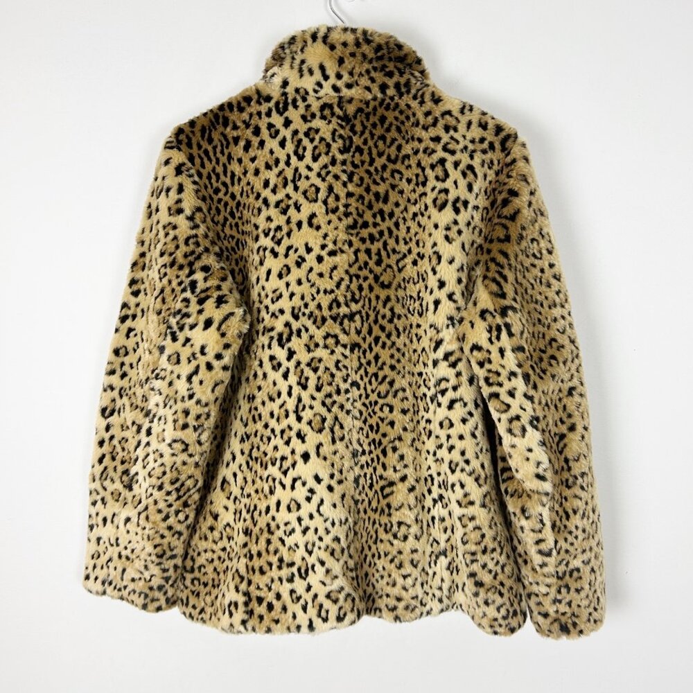 Vtg Luxe Leopard Print Faux Fur Coat Jacket Warm Winter Chic Size Large 12-14 - Picture 4 of 5